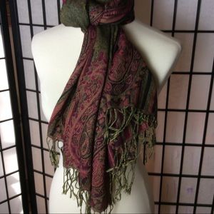 Pashmina in Green, Red, Black, & Turquoise!
